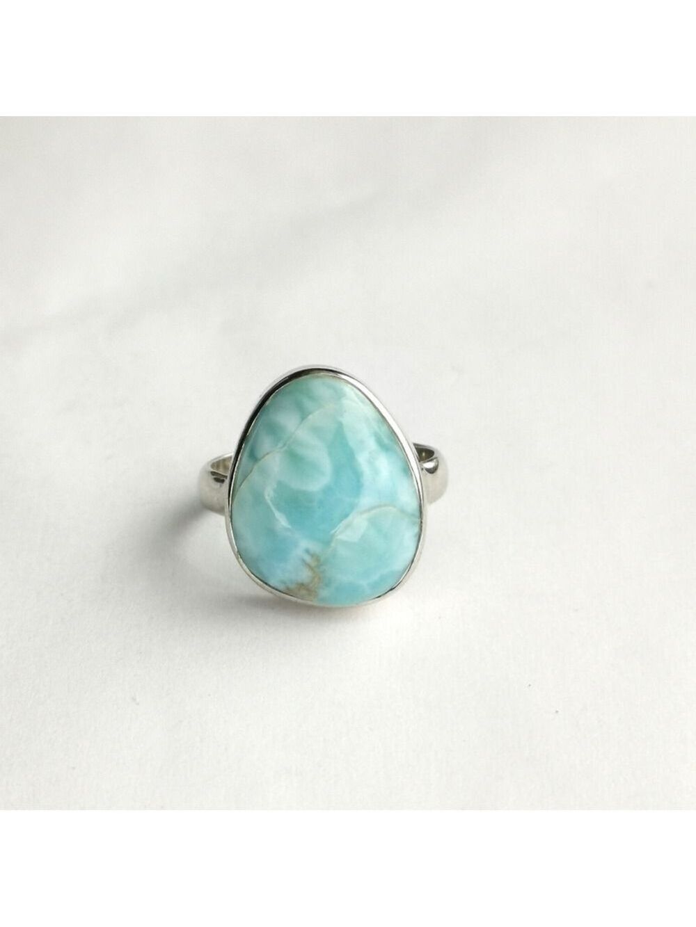 Cabochon larimar ring In Sterling Silver size 6.5 🆕